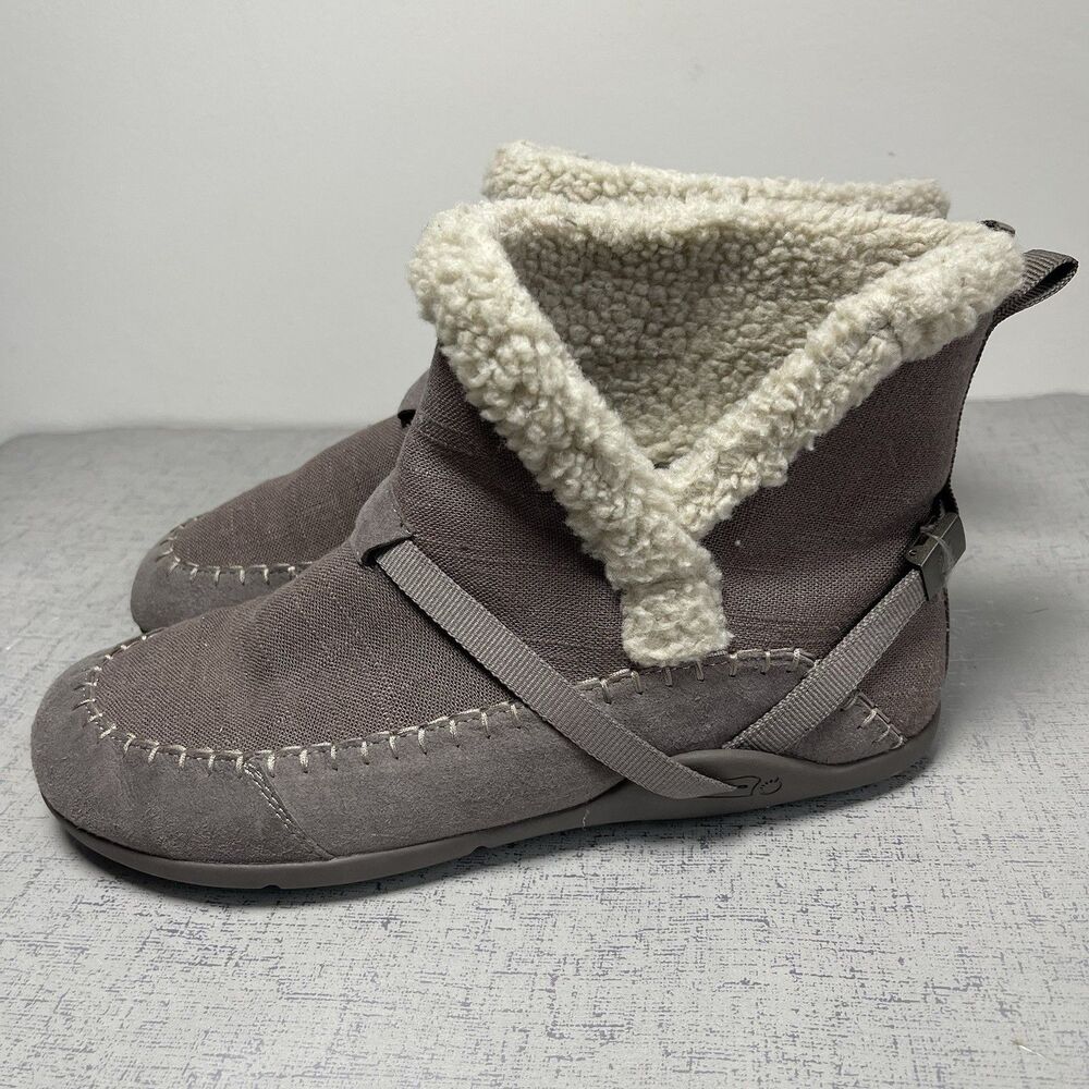XEROSHOES Ashland Ankle Boots Womens 11 Taupe‎ Slip On Faux Fur Barefoot Booties